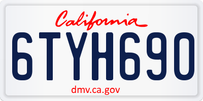 CA license plate 6TYH690