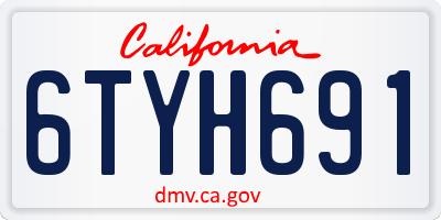 CA license plate 6TYH691