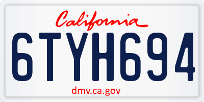 CA license plate 6TYH694