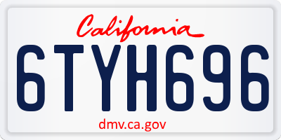 CA license plate 6TYH696