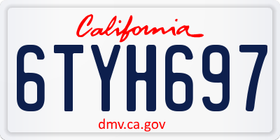 CA license plate 6TYH697