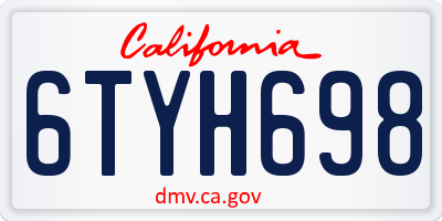 CA license plate 6TYH698