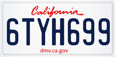 CA license plate 6TYH699