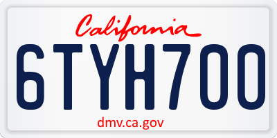 CA license plate 6TYH700