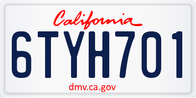 CA license plate 6TYH701