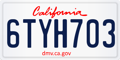 CA license plate 6TYH703