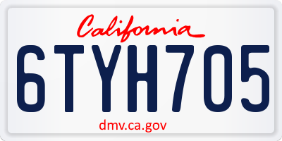 CA license plate 6TYH705