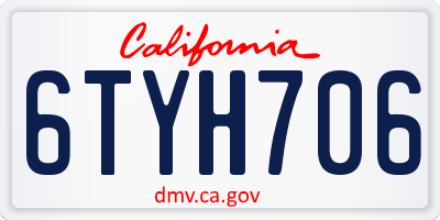 CA license plate 6TYH706