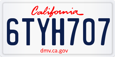 CA license plate 6TYH707