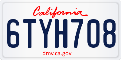 CA license plate 6TYH708