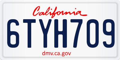 CA license plate 6TYH709