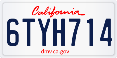 CA license plate 6TYH714