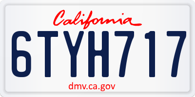 CA license plate 6TYH717