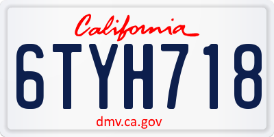 CA license plate 6TYH718