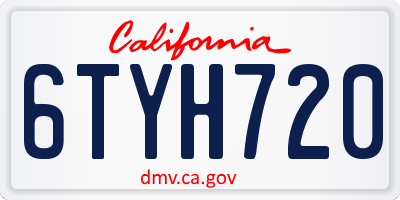 CA license plate 6TYH720