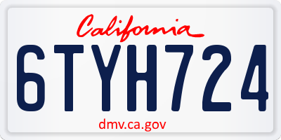 CA license plate 6TYH724