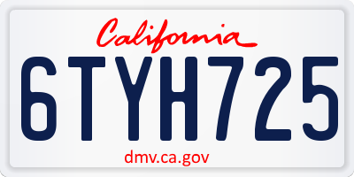 CA license plate 6TYH725