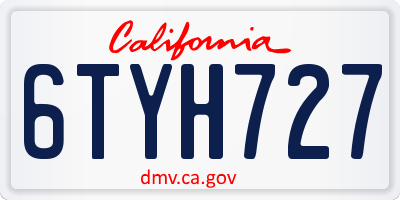 CA license plate 6TYH727