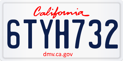 CA license plate 6TYH732