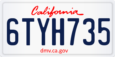 CA license plate 6TYH735