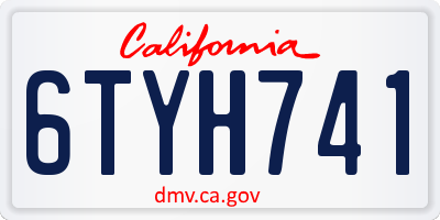CA license plate 6TYH741
