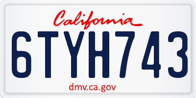 CA license plate 6TYH743