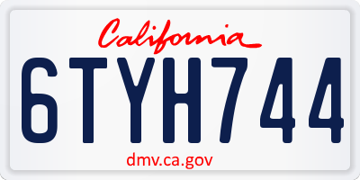 CA license plate 6TYH744