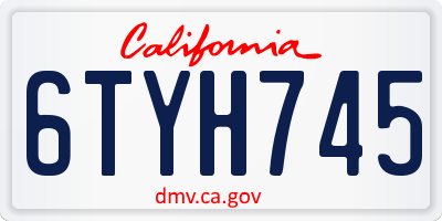 CA license plate 6TYH745