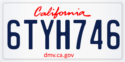 CA license plate 6TYH746
