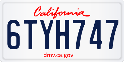 CA license plate 6TYH747