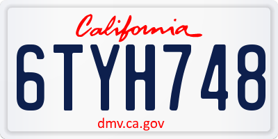 CA license plate 6TYH748