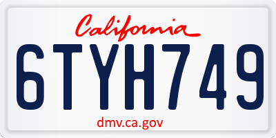 CA license plate 6TYH749