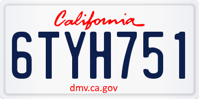 CA license plate 6TYH751