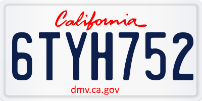 CA license plate 6TYH752