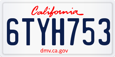 CA license plate 6TYH753