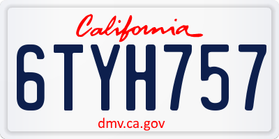 CA license plate 6TYH757