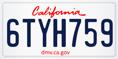 CA license plate 6TYH759