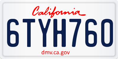 CA license plate 6TYH760