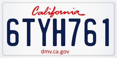 CA license plate 6TYH761