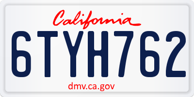 CA license plate 6TYH762