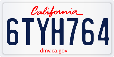 CA license plate 6TYH764