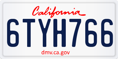 CA license plate 6TYH766
