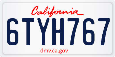 CA license plate 6TYH767