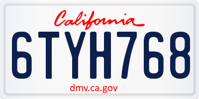 CA license plate 6TYH768