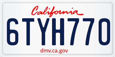 CA license plate 6TYH770