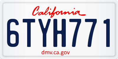 CA license plate 6TYH771