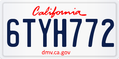 CA license plate 6TYH772