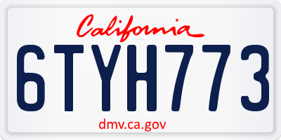CA license plate 6TYH773