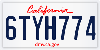 CA license plate 6TYH774