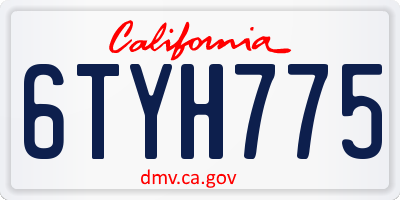 CA license plate 6TYH775